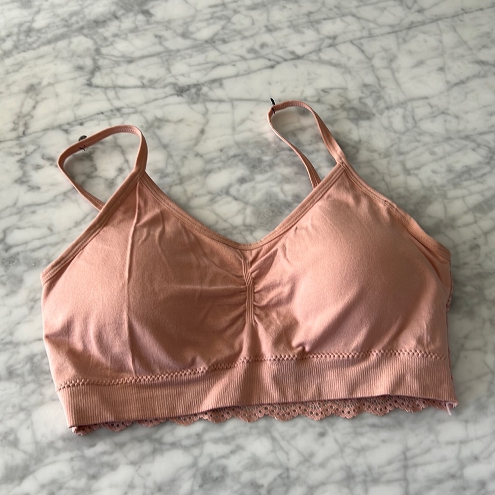 Blush Pink Bralette with Lace Detail NWOT XL